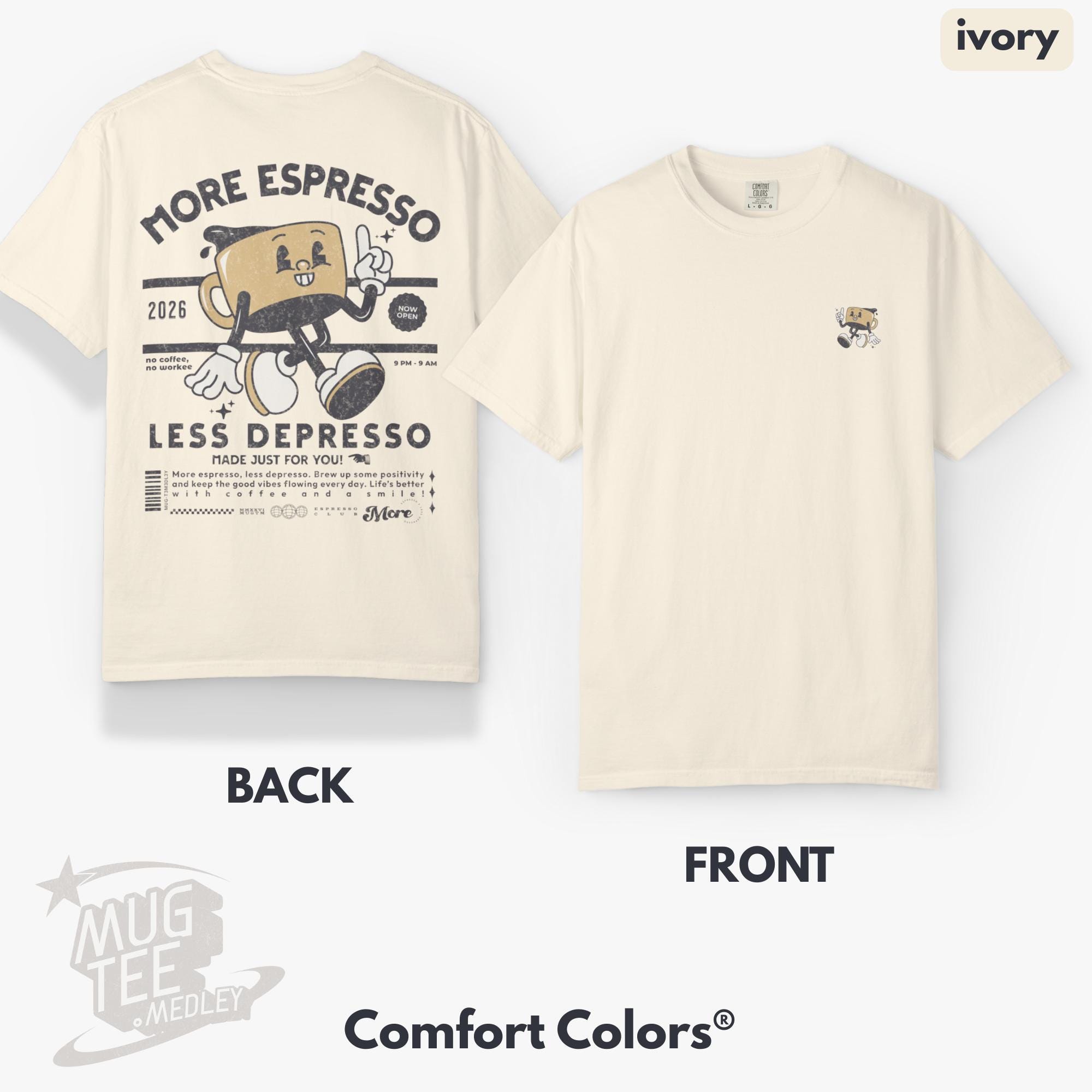 More Espresso Less Depresso 2026 T-shirt | Coffee Mug Cartoon
