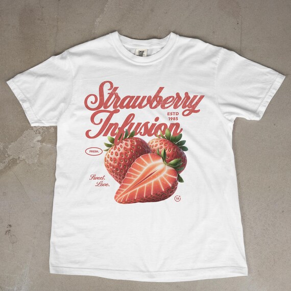 Retro Strawberries Graphic Tee, Comfort Colors®, Vintage 90s Fruit