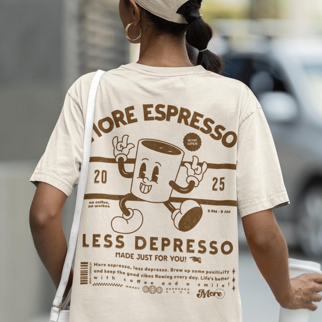 Espresso Depresso Comfort Colors® T-shirt: Retro Coffee Cartoon - Etsy