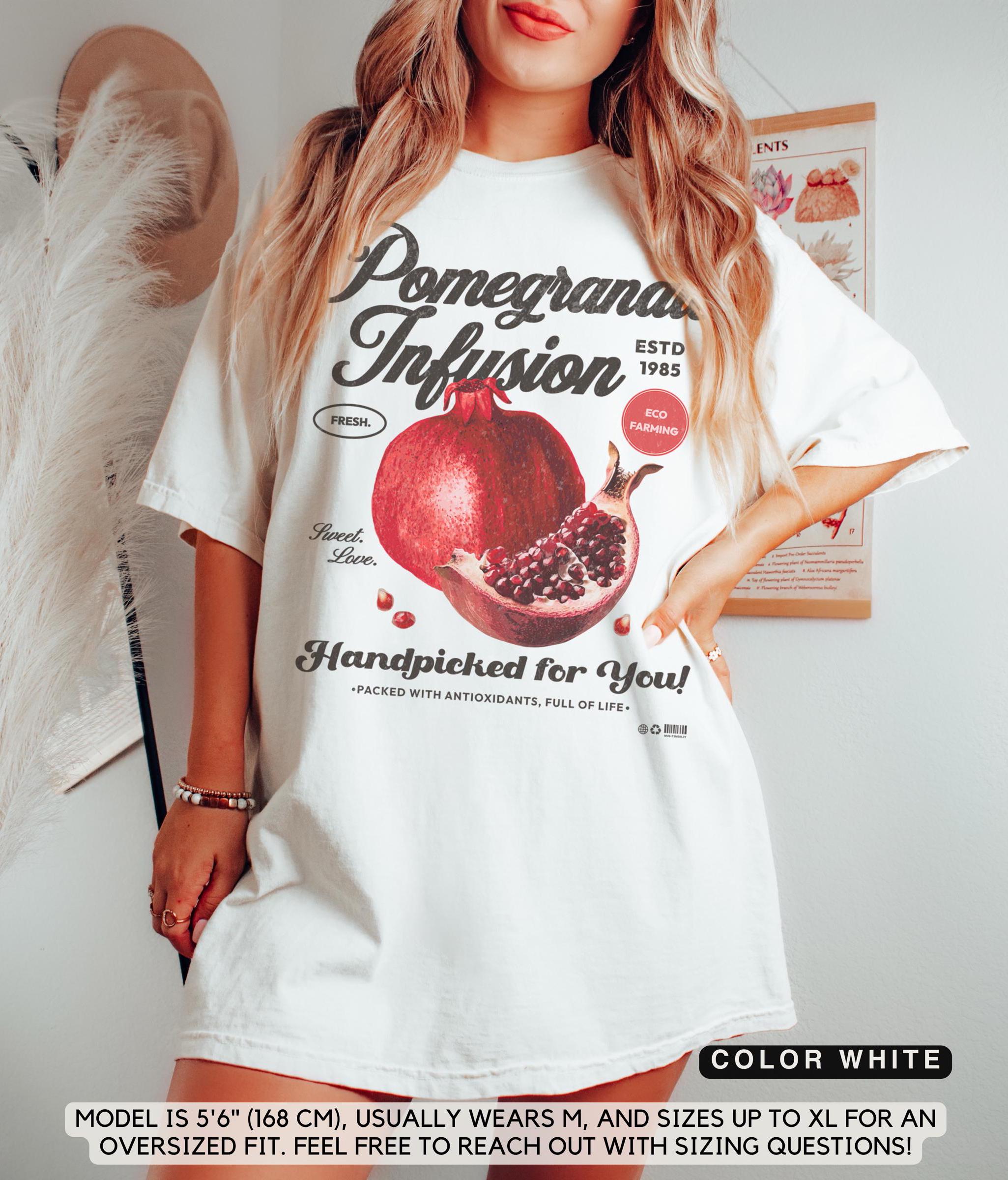 Retro Pomegranate Graphic Tee, Comfort Colors® Vintage Fruit Shirt
