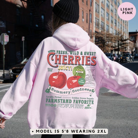 Retro Cherry Back Print Hoodie: Y2K Vintage Sweatshirt - Etsy