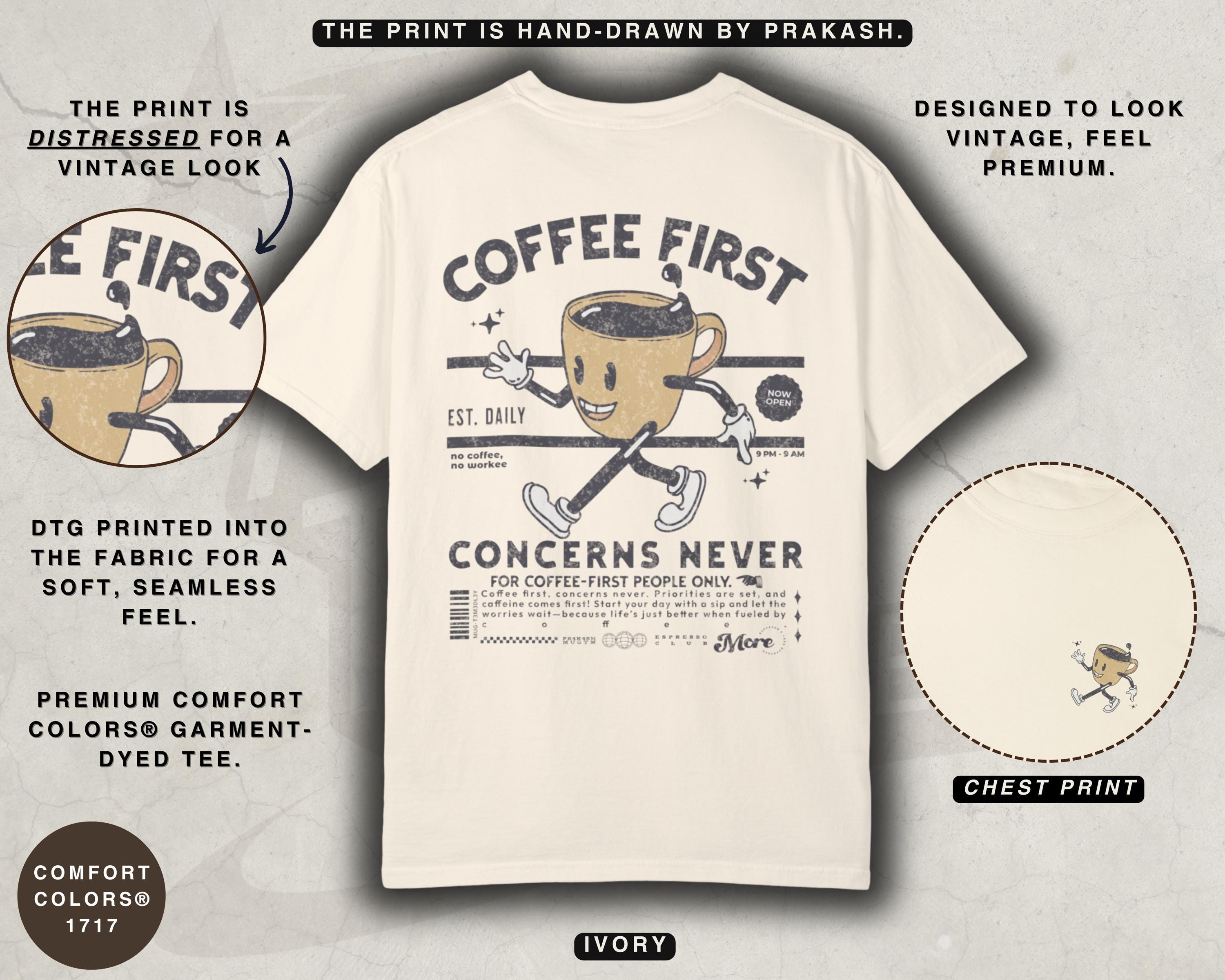 Coffee Lover T-shirt: Hand-drawn Espresso Graphic Comfort Colors