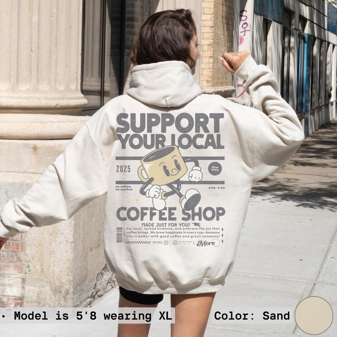 COFFEE SHOP パーカー レトロコーヒーショップパーカー：地元を応援する、着心地の良いユニ