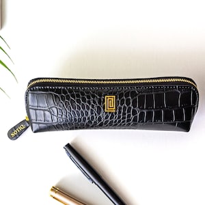 NOTIQ | Pen or Pencil Case | Gold on Black Croco