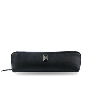 NOTIQ | Pen or Pencil Case | Silver on Jet Black Saffiano