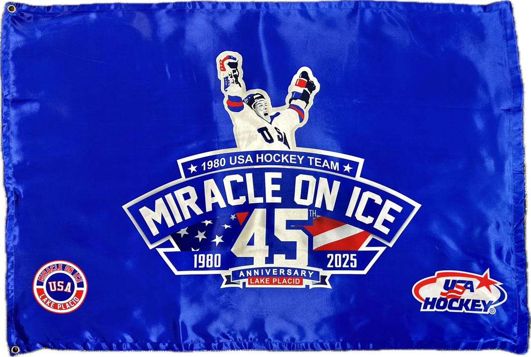 1980 Miracle on Ice 45th Anniversary 1980-2025 Official Flag Size: 24 ...