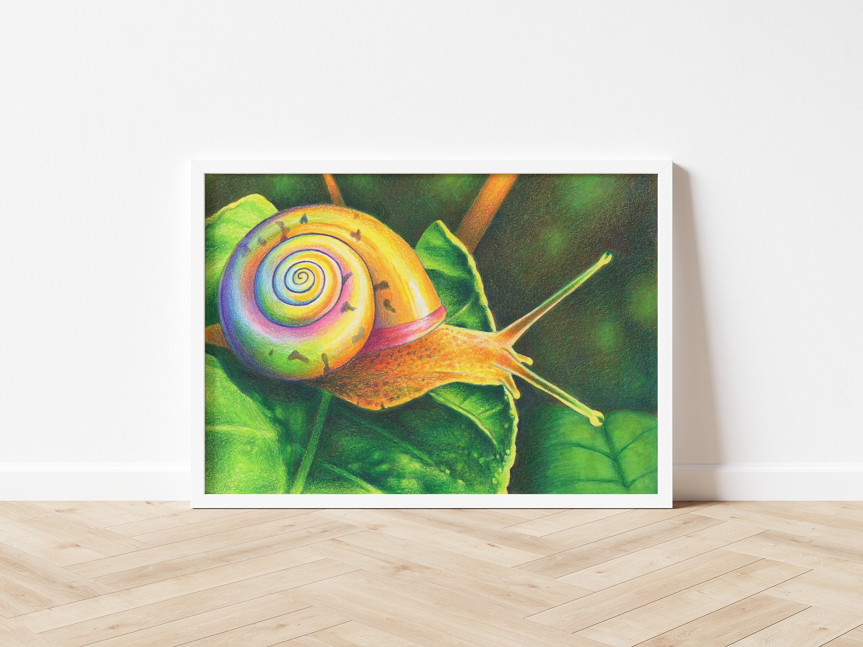 カラフルなカタツムリの絵画 虹色のカタツムリの殻のアートプリント、カラフルな壁飾り - Etsy 日本