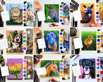 Pet Portrait Acrylic Painting Masterclass, Color Theory, Tutorials Step-by-Step, Improve Technique, Wildlife, Master Animal Art, Art Therapy