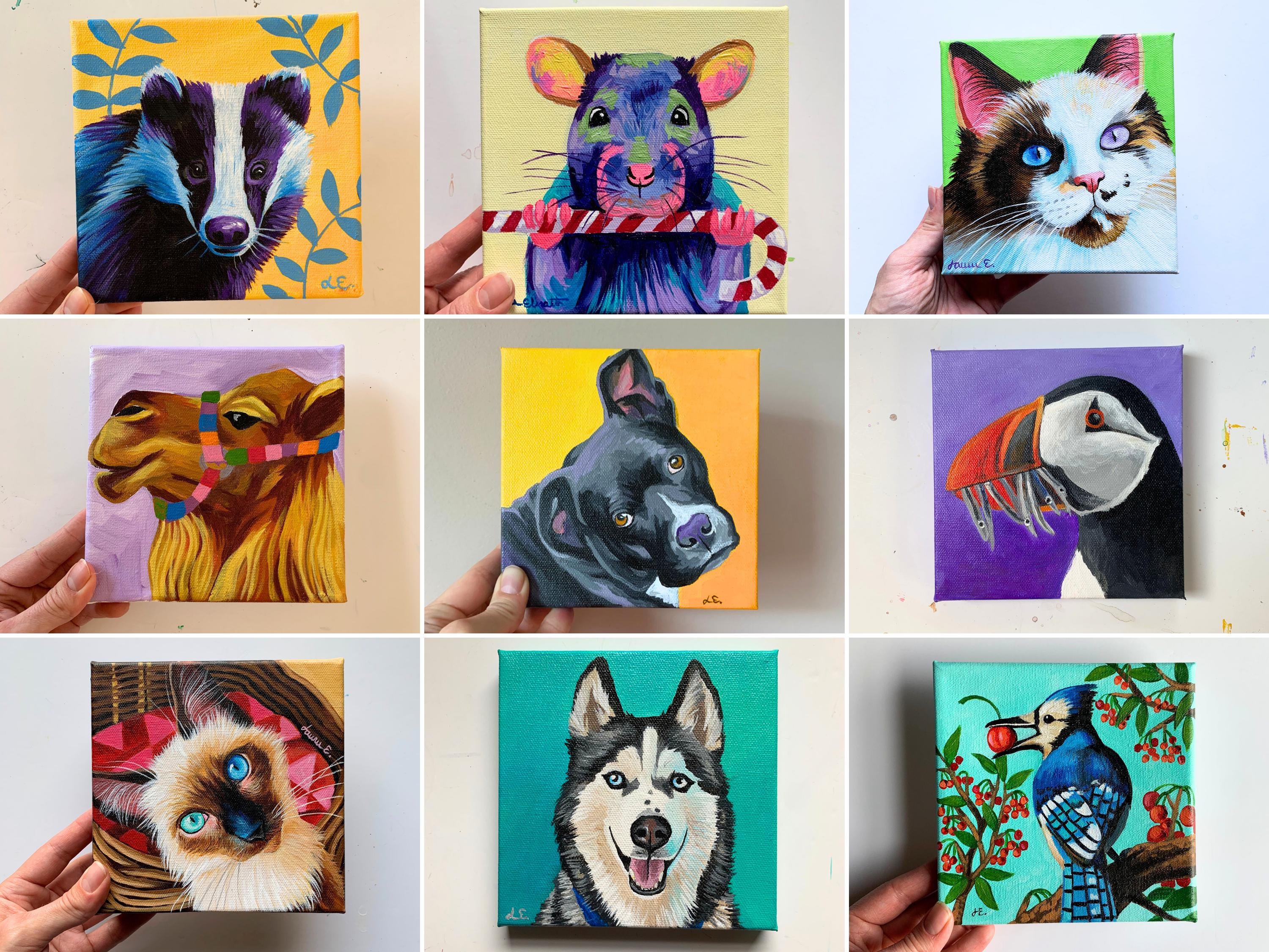 Master Animals Pet Portrait Acrylic Painting Masterclass, Color Theory, Tutorials Step ...