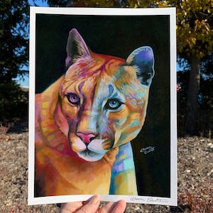 Fine Art Cougar Print, Cougar Art Print, Mountain Lion, Cougar Wall Art, Cougar Print, Puma Art, Cougar Painting, Big Cat Lover Gifts