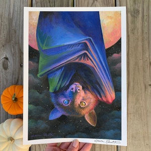 Fun Gothic Bat Art Print, Halloween Decor, Bat Lover Gift Idea, Bat Art Print, Bat Art, Fruit Bat, Creepy Cute Wall Art