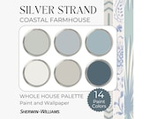Silver Strand Paint, Sherwin Williams Coastal Beach Palette, Sherwin Williams Coastal Paint Colors, Coastal Farmhouse Wallpaper and Paint