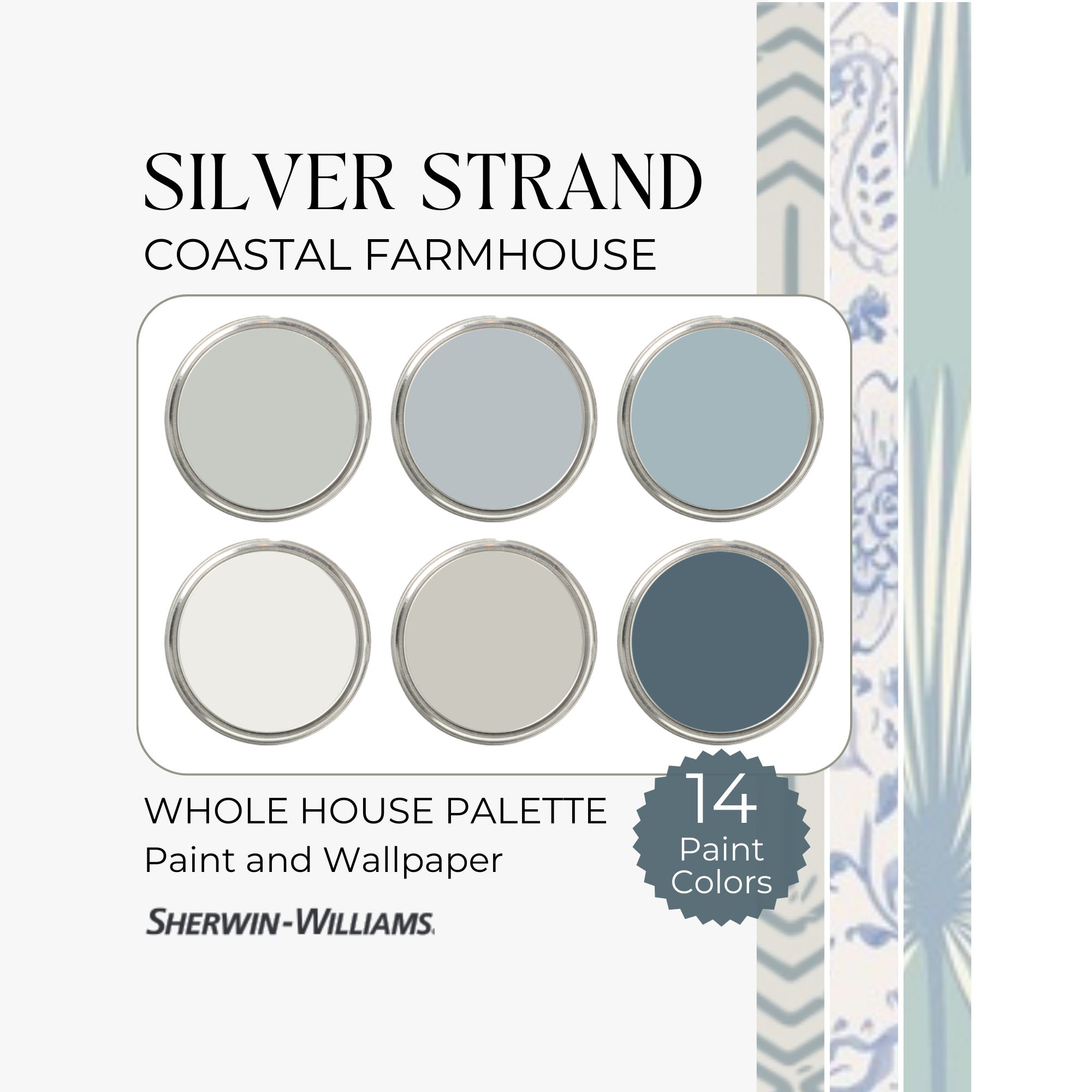 Silver Strand Paint Sherwin Williams Coastal Beach Palette Sherwin Williams Coastal Paint Colors Coastal Farmhouse Wallpaper and Paint Etsy UK