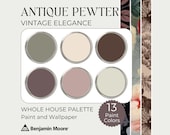 Vintage Paint Colors | Antique Pewter Benjamin Moore Color Palette | Vintage Wallpaper and Paint | 2024 Color Palette | Moody Paint Colors