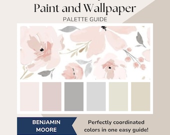 Nursery Color Palette, Baby Room Design, Nursery Pink Wallpaper and Benjamin Moore Paint Colors