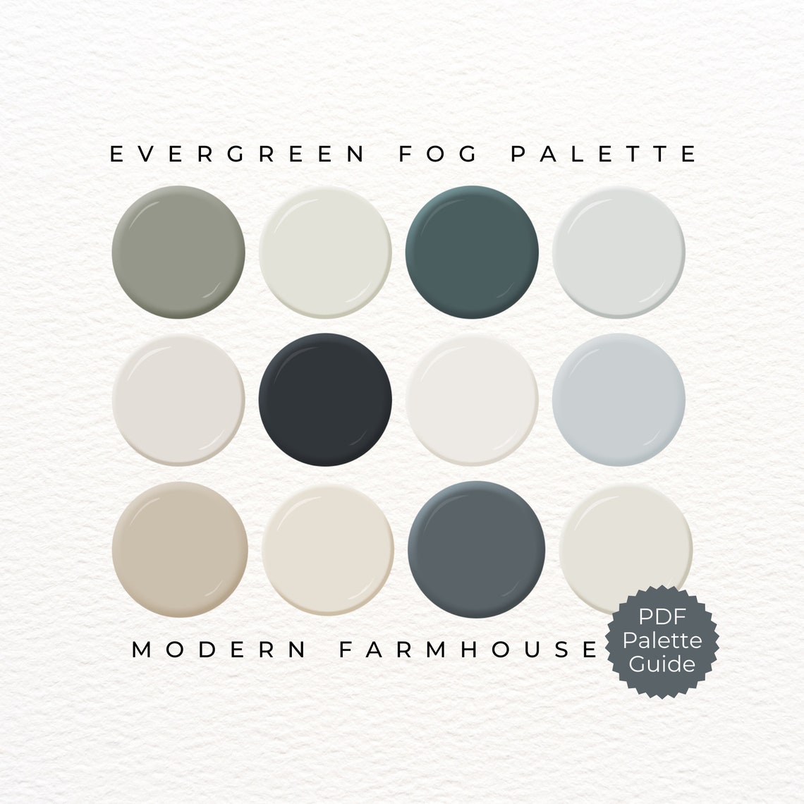 Evergreen Fog Color Palette Modern Farmhouse Paint Colors Modern ...
