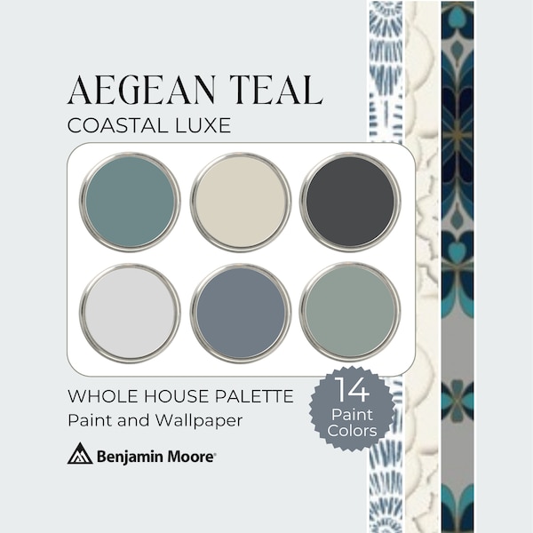 Aegean Teal Color Palette | Benjamin Moore Whole House Palette | Beach House Paint Palette | Coastal Paint Colors