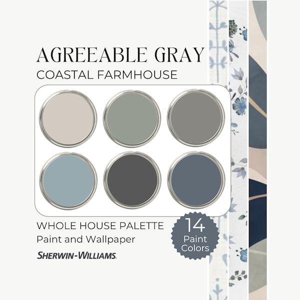 Agreeable Gray Sherwin Williams | Agreeable Gray Color Palette | Coastal Farmhouse Palette | Farmhouse Wallpaper and Paint