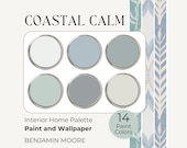 Coastal Paint Colors, Wallpaper Paint Combinations, Benjamin Moore Color Palette, Whole House Color Scheme Coastal Blue