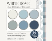 Benjamin Moore White Dove Color Palette, Blue Paint Colors for Walls, Wallpaper Paint Match, Paint and Wallpaper for Bedroom
