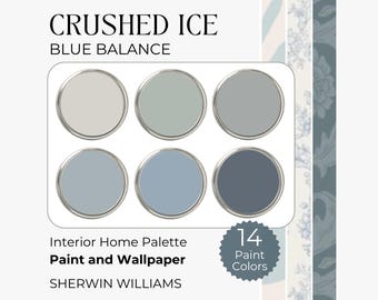 Crushed Ice Color Palette | Sherwin Williams Paint Palette | Interior Blue Paint Colors | Whole House Paint Scheme | Wallpaper and Paint