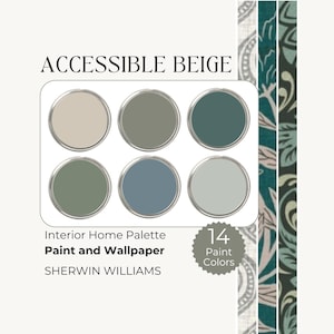 Accessible Beige Color Palette, Wallpaper and Paint Pairings, Accessible Beige Sherwin Williams Best Beige, Wallpaper Paint Palette