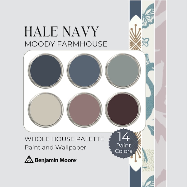 Hale Navy Paint Palette | Benjamin Moore Color Palette | Moody Modern Farmhouse Paint Palette