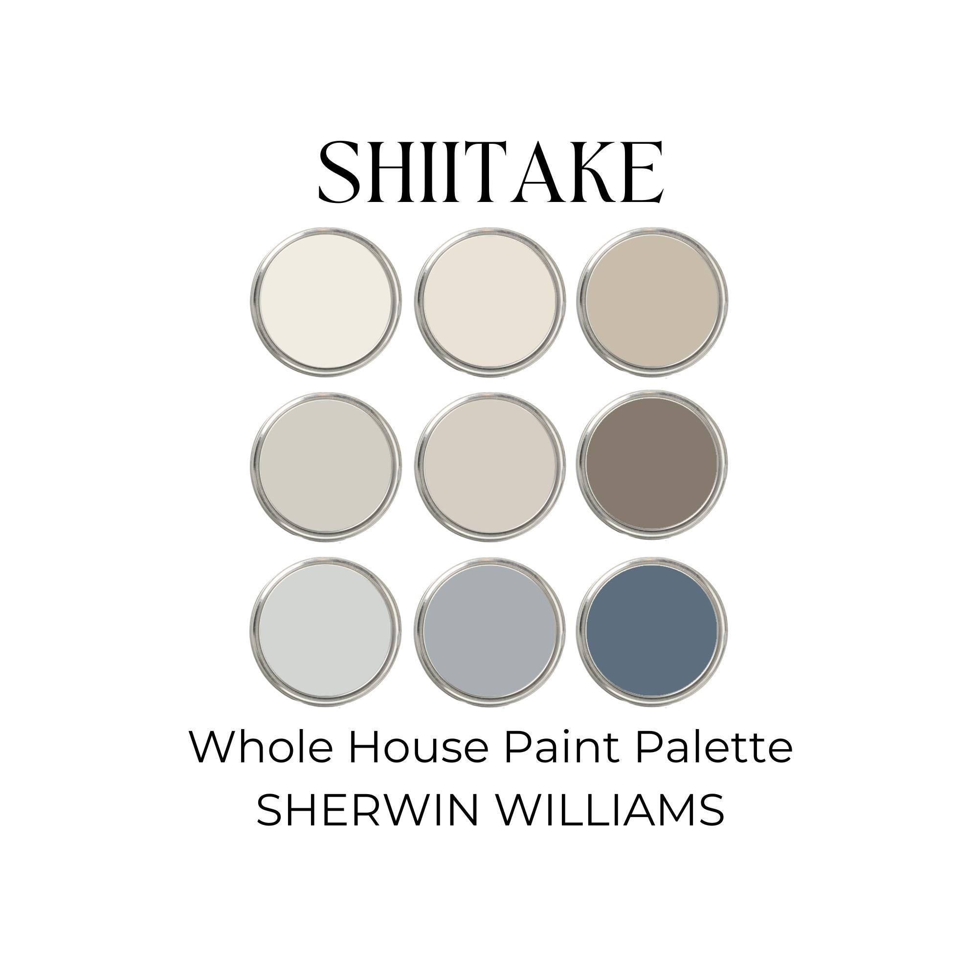 Shiitake Sherwin Williams Paint Palette, Greige Sherwin Williams Blue Gray Colors, Warm Neutral Paint Colors, Interior Paint Palette