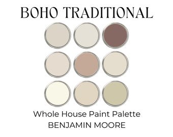 Benjamin Moore Boho Whole House Paint Palette – Designer Curated Neutrals, Warm Beige and Cream Colors (PDF Download)