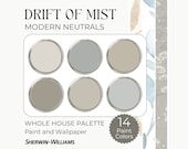 Sherwin Williams Drift of Mist Paint Palette, Sherwin Williams Greige Color Palette, Interior Paint Scheme, Coordinating Colors