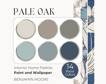 Benjamin Moore Pale Oak Farbpalette, Tapeten und Anstrichkombination, BM Pale Oak Palette, Hauptrenovierung
