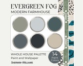 Evergreen Fog Color Palette | Modern Farmhouse Paint Colors | Modern Farmhouse Wallpaper and Paint | Evergreen Fog Whole House Paint Palette