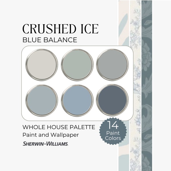 Crushed Ice Color Palette | Sherwin Williams Paint Palette | Interior Blue Paint Colors | Whole House Paint Scheme | Wallpaper and Paint