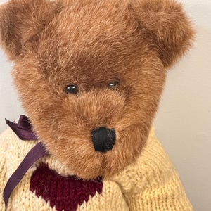 Vintage 1990 Boyds Bears and Friends 14&quot; Jointed Bear with Heart Sweater - Collectible Plush
