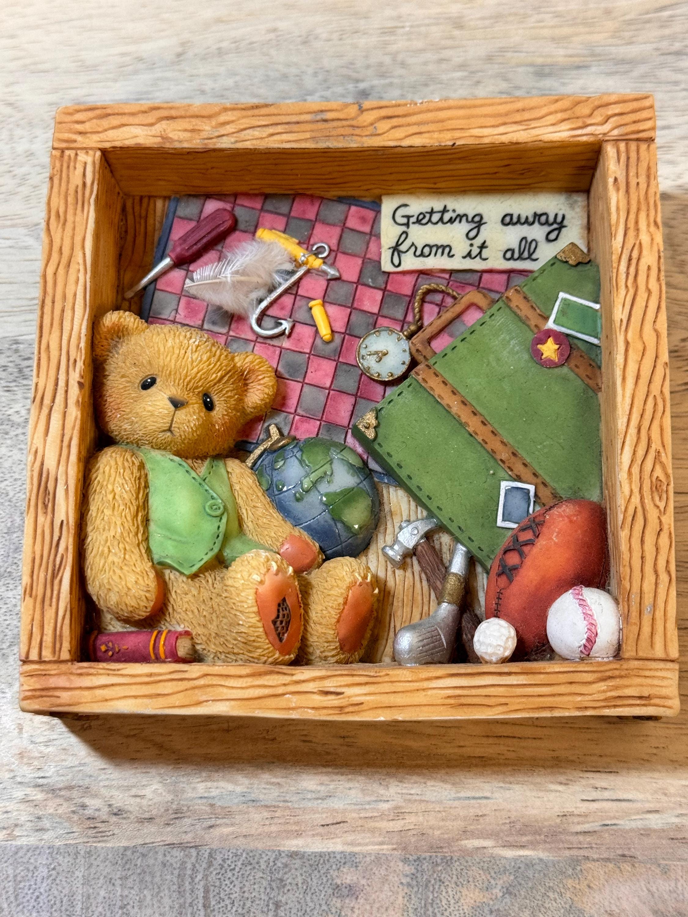Vintage 1999 Enesco Cherished Teddies Sports and Hobbies Shadow Box 662402 - Collectible Figurine