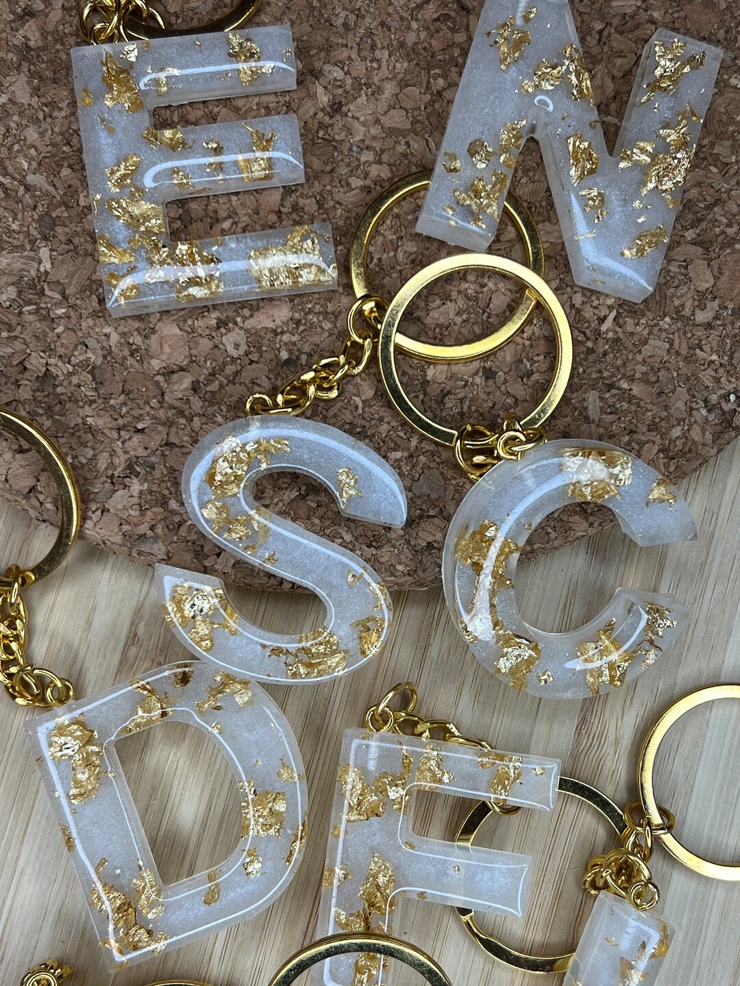 Epoxy Resin Letter Keychain Personalized Keychain Letter Etsy