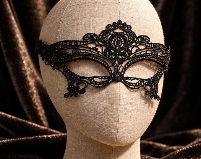 Mysterious Floral Lace Eye Mask, Black Masquerade Prom Face Mask, Women's Queen Princess Party Cosplay Accessory