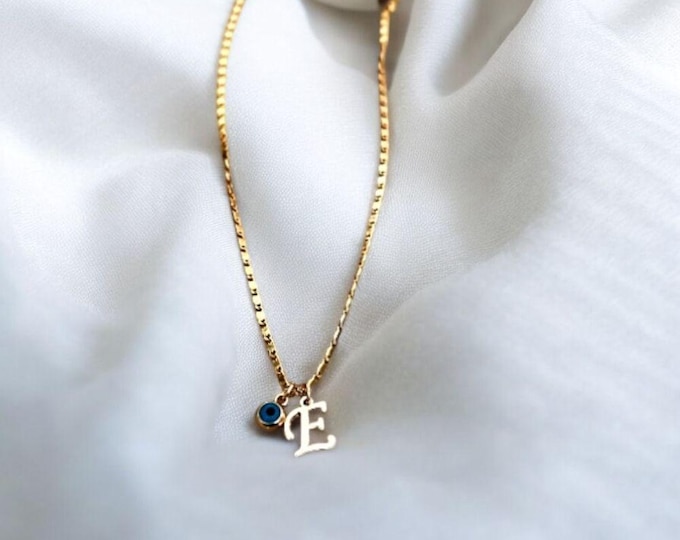 Initial Necklace - Letter E Pendant, Gold Plated Charm Necklace, Personalized Gift