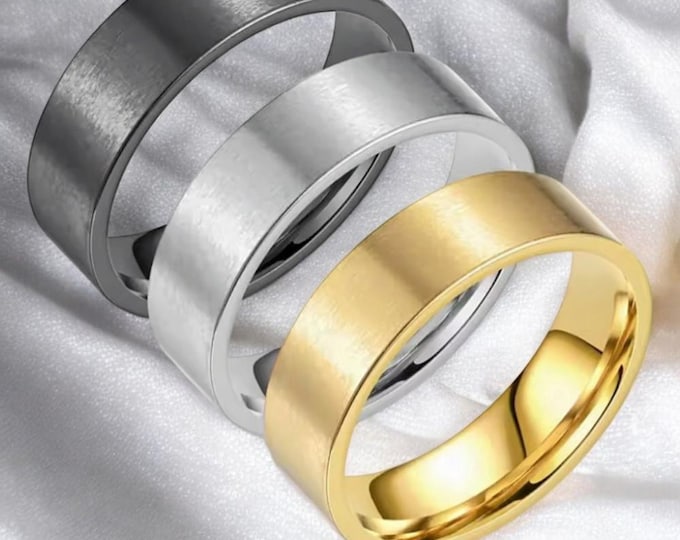 Mens Ring - Gold Band, Matte Finish Wedding Ring for Him, Everyday Style