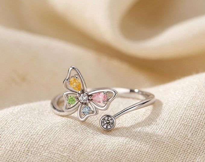 Butterfly Ring - Open Band, Sterling Silver Ring, Wedding Jewelry, Gift for Her