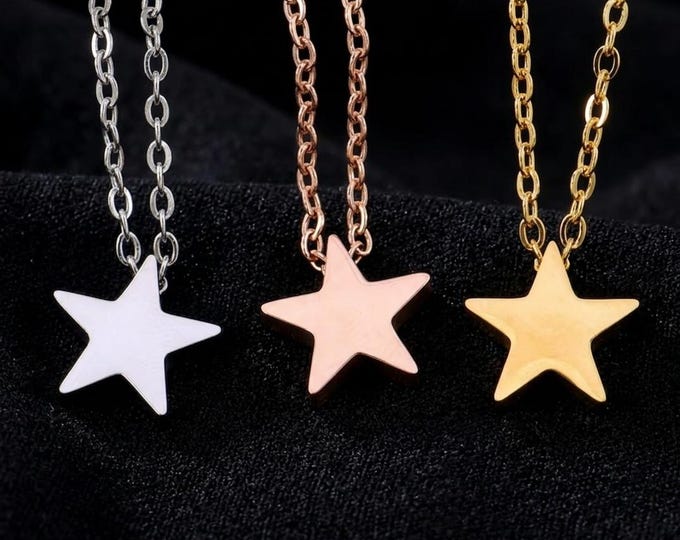 Star Pendant Necklace - Tiny Star Choker, Minimalist Clavicle Jewelry