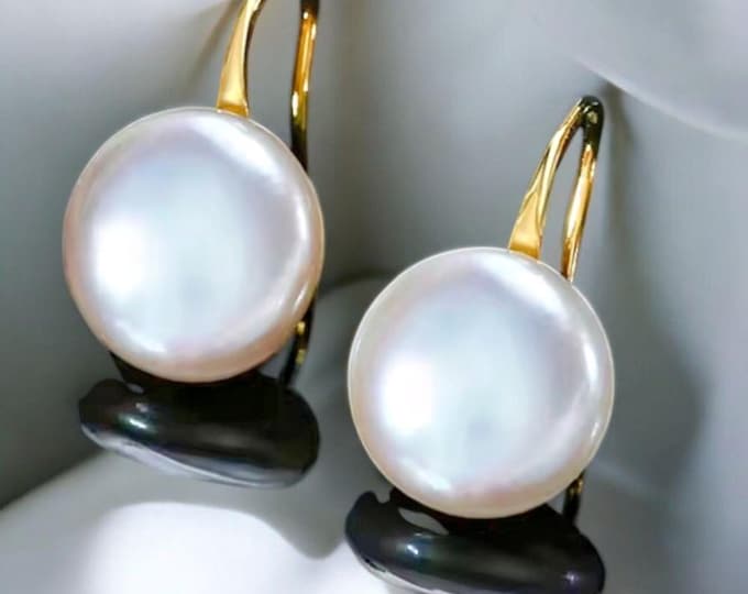 Pearl Earrings - Sterling Silver Ear Spoon, Baroque Freshwater Pearls, Gift for Her