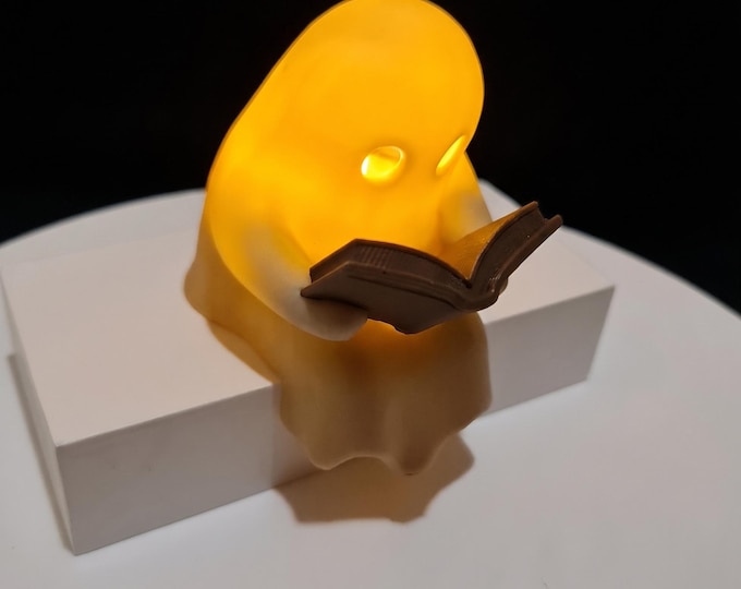 Ghost Book Night Light, Spooky Halloween Reading Lamp, Cozy Desk Ornament