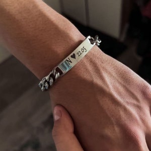 Partnerarmband für Paare in Silber personalisiert Gravur nach Wunsch Geschenkverpackung gratis Bild 5