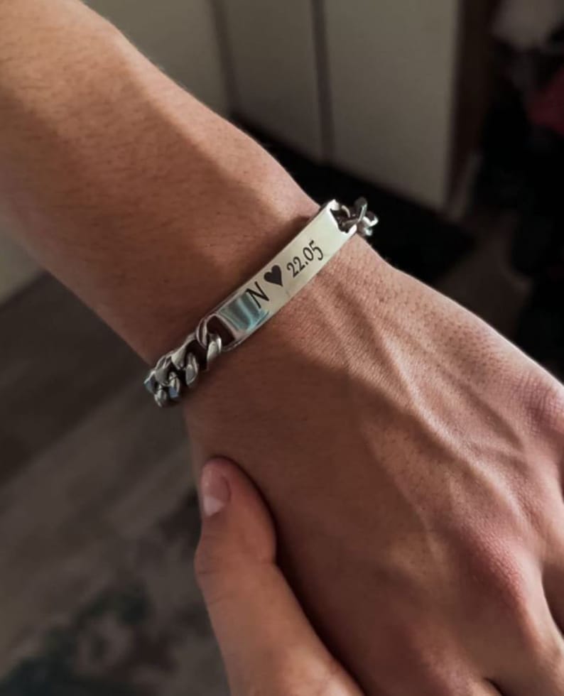 Partnerarmband für Paare in Silber personalisiert Gravur nach Wunsch Geschenkverpackung gratis Bild 5