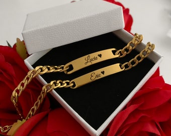 Partnerarmband für Paare - in Gold - personalisiert - Gravur nach Wunsch - Geschenkverpackung gratis