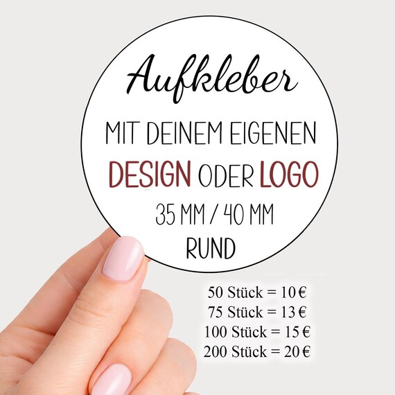 Personalisierte Logo Aufkleber Sticker 35mm 40mm Benutzerdefinierte Rund Hochglanz Wasserfeste Hochwertige Business Hochzeit Etiketten