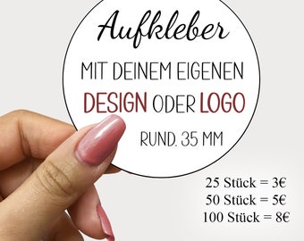 Gepersonaliseerde logo stickerstickers 35 mm aangepaste ronde glanzende waterdichte zakelijke bruiloftlabels van hoge kwaliteit