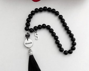 Prayer beads Tesbih Black with name, with gift packaging FREE, gift, prayer beads, Islam, Ramadan, personalized