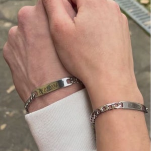 Partnerarmband für Paare in Silber personalisiert Gravur nach Wunsch Geschenkverpackung gratis Bild 10